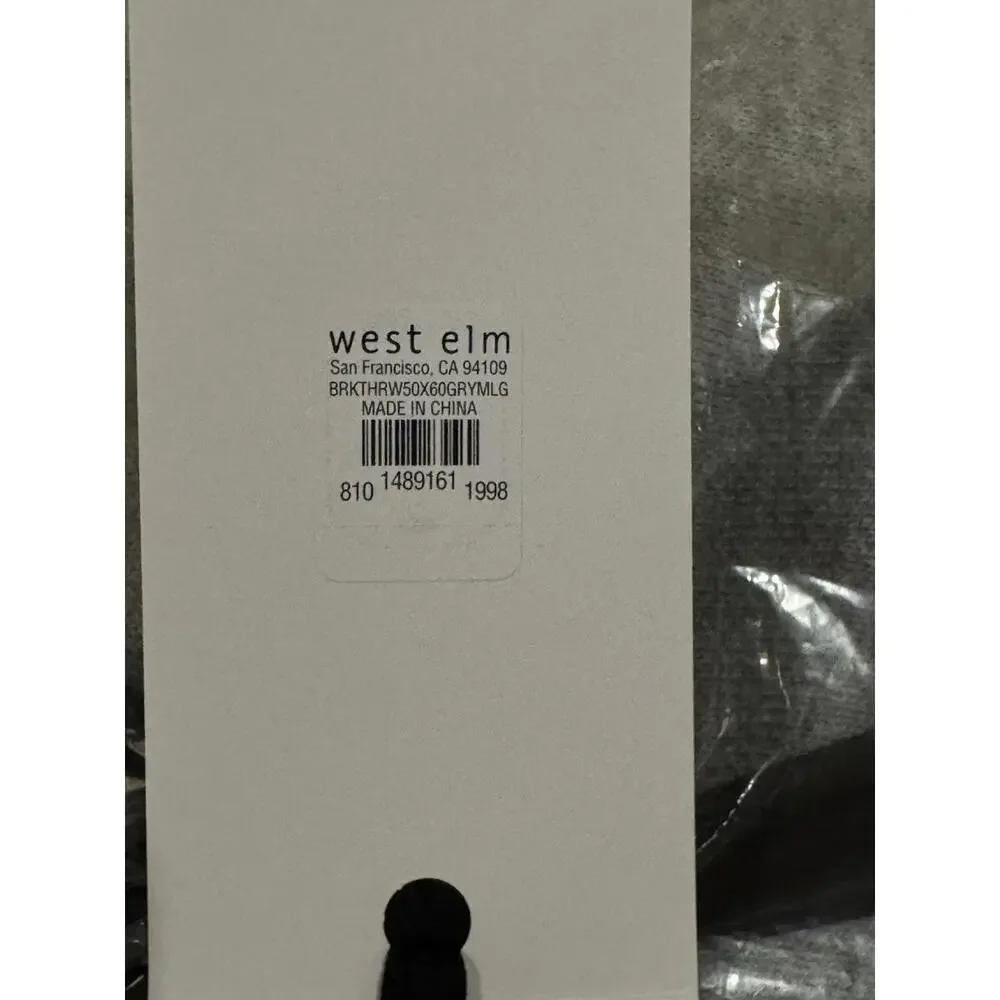 New WEST ELM NEW UNTOUCHED JETE MANTA THROW Brook 50x60